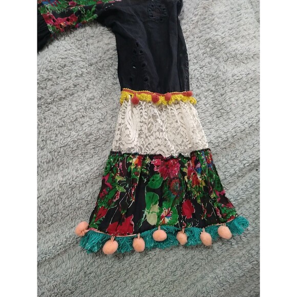 Love Positano Fringed Embroidered Flared Sleeve Dress Boho Cottage Core Feminine - Picture 15 of 15